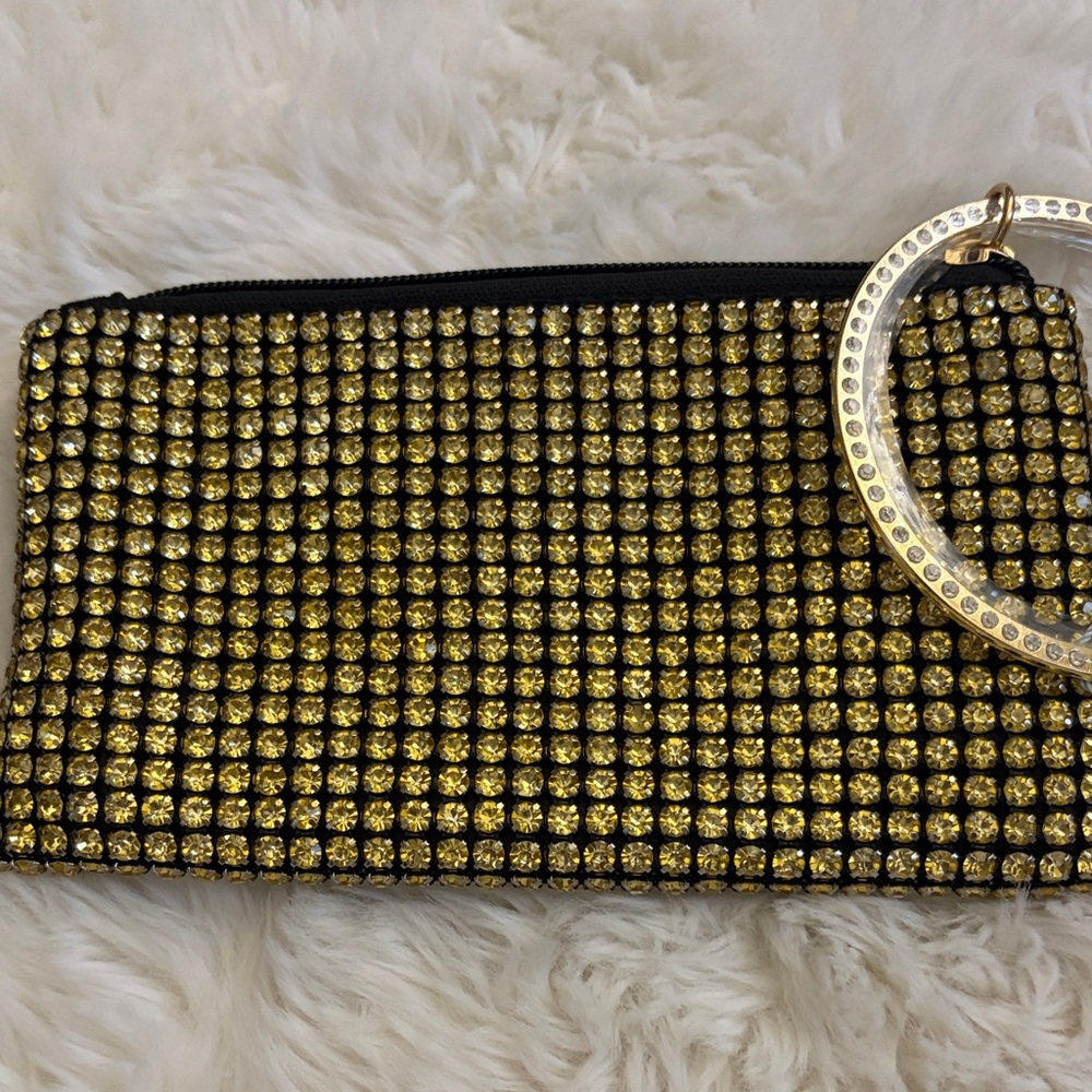 ANTONIO MELANI Gold and Black Wristlet